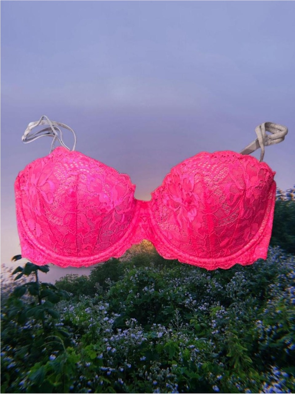 Victoria’s Secret PINK 34D Hot Pink Lace Push-Up Bra